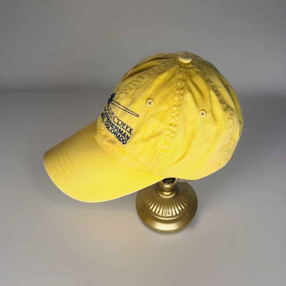 Imperial Gore Creek Flyfisherman Hat Vail Colorado Fishing Yellow Dad Cap Strap